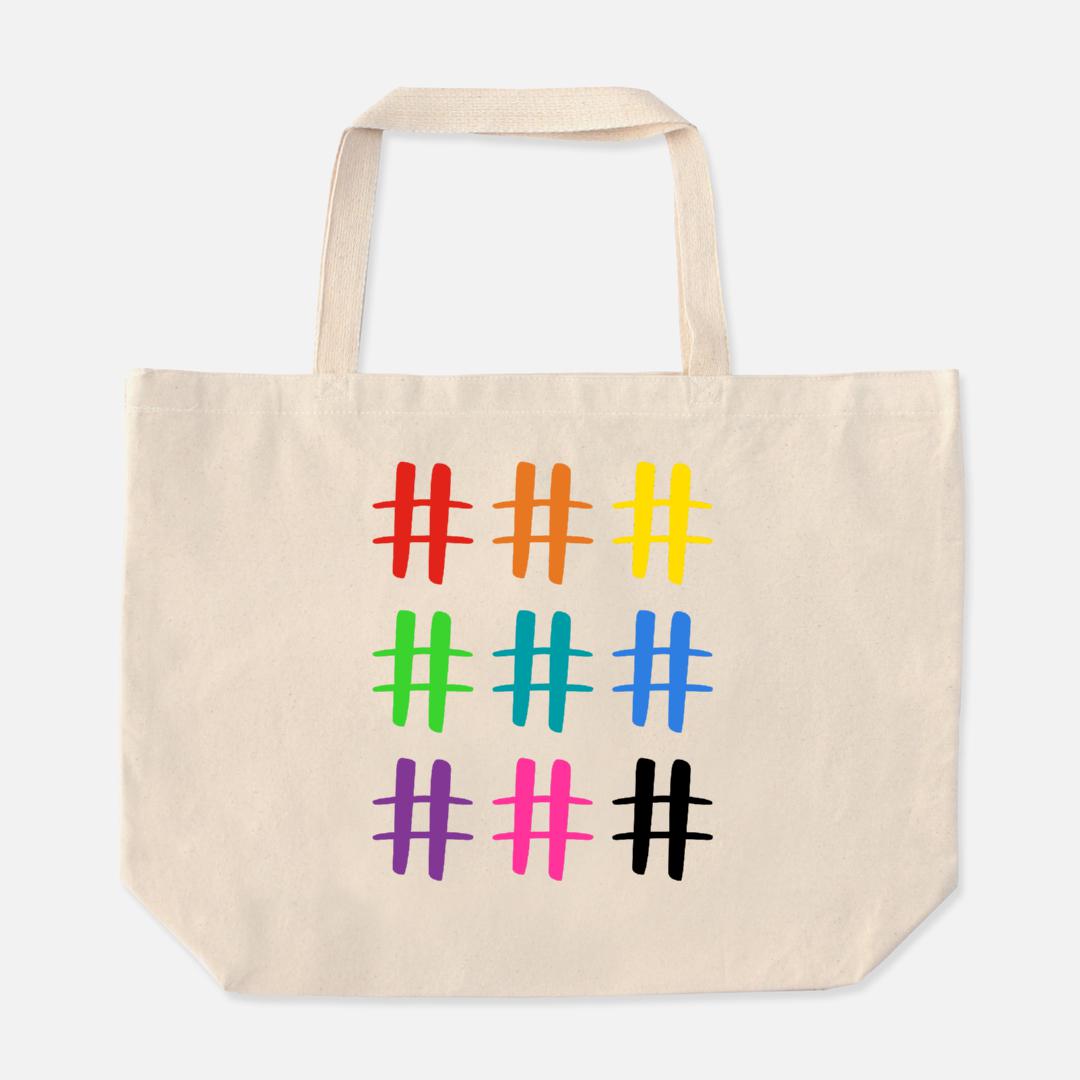 Brave Hashtag Large Tote Bag-Luxe Palette