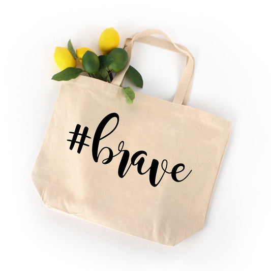 Brave Hashtag Large Tote Bag-Luxe Palette