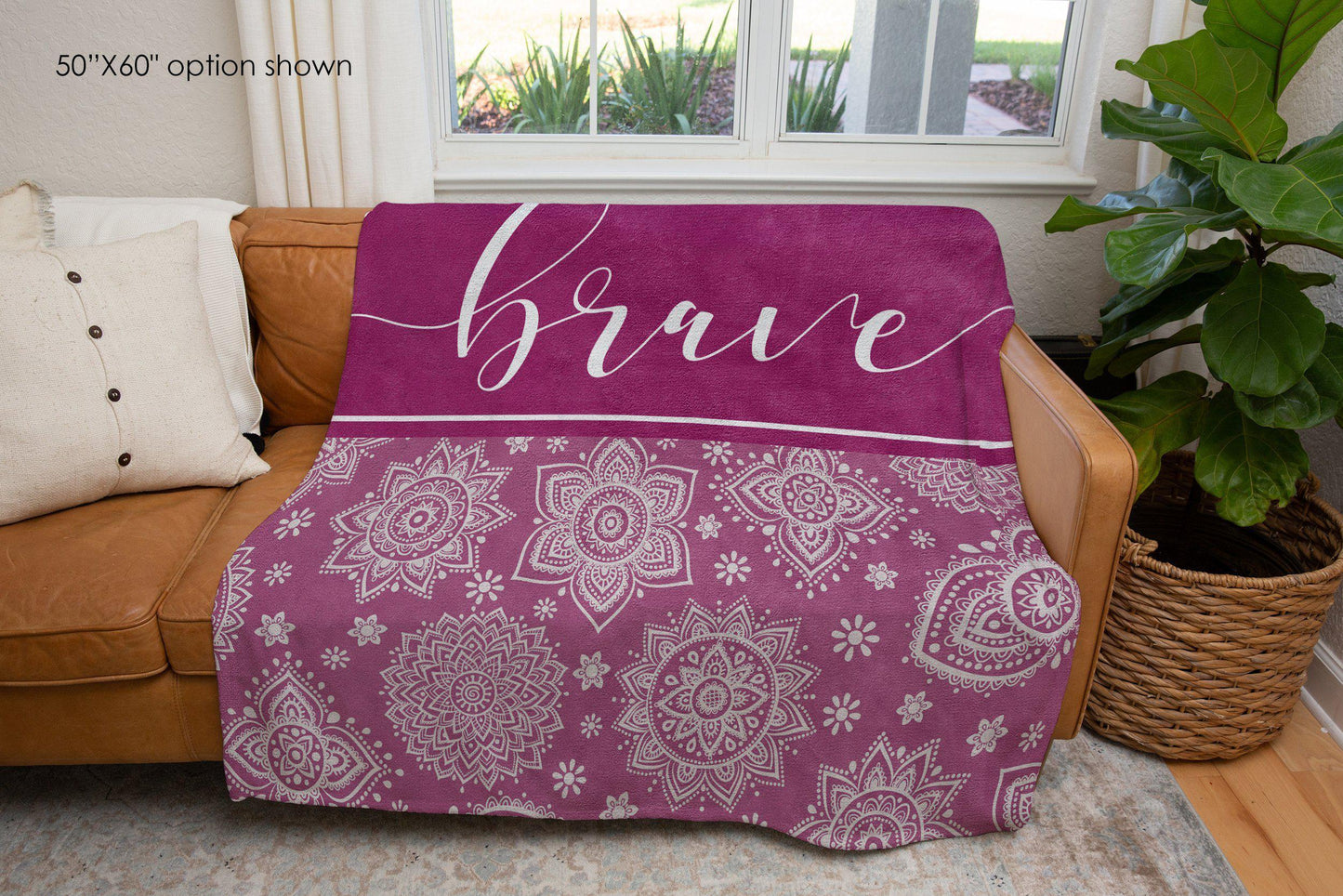 Brave Mandala Inspirational Quote Blanket-Luxe Palette
