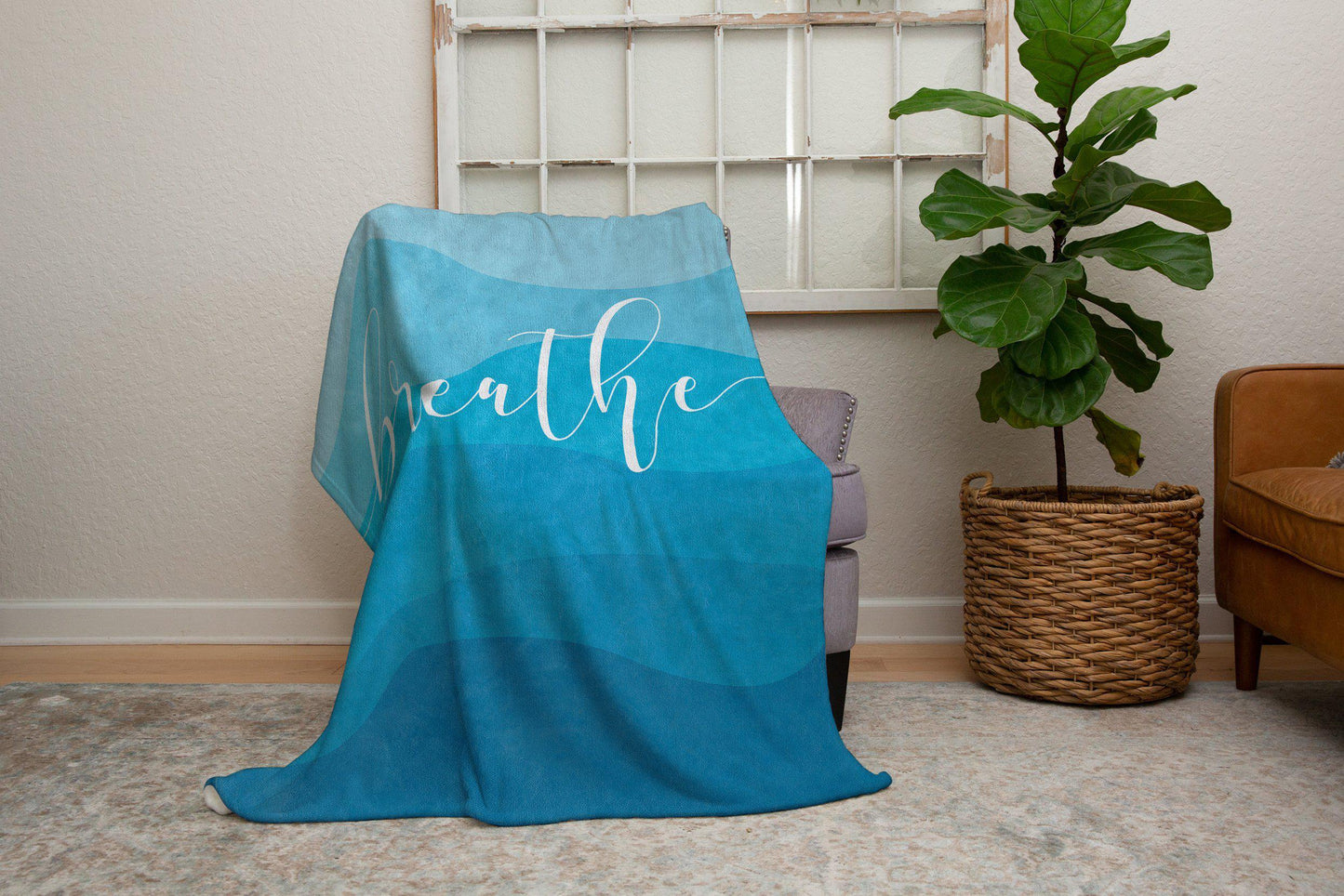 Breathe Aqua Teal Wave Blanket-Luxe Palette