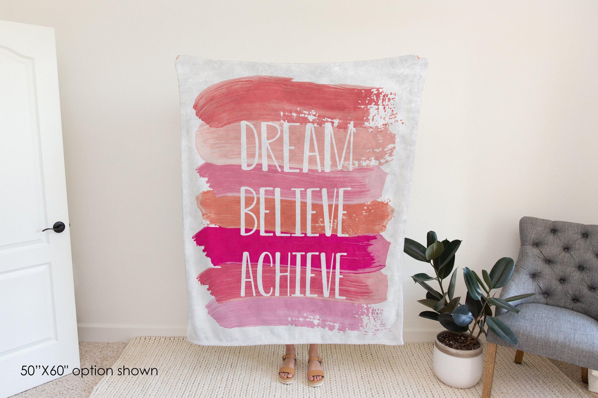 Dream Believe Achieve Inspirational Blanket-Luxe Palette