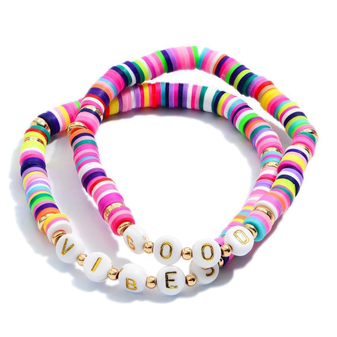Good Vibes Only Inspirational Bracelet Set-Luxe Palette