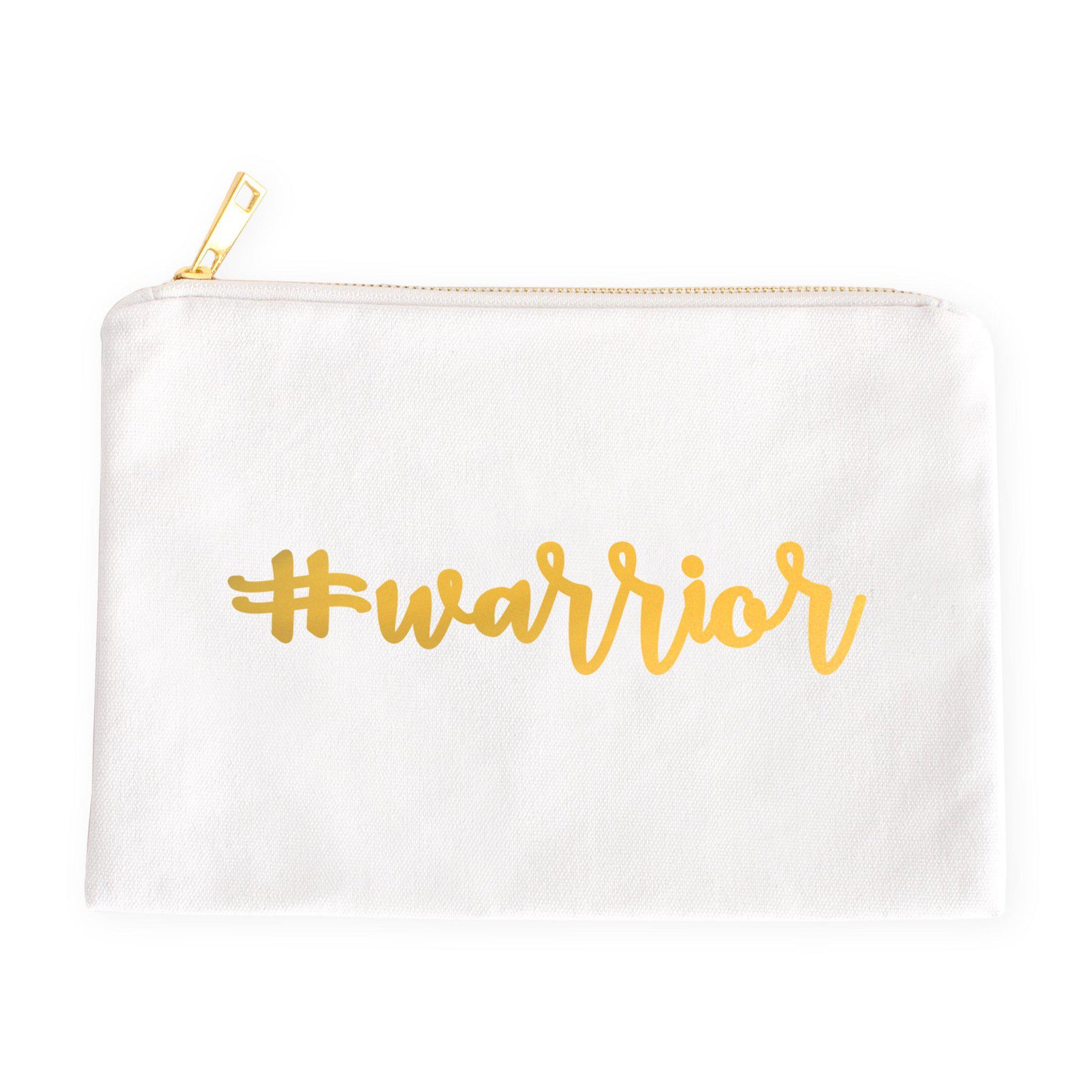Hashtag Warrior Gold or Silver Foil Canvas Pouch in Black, Pink, or White-Luxe Palette