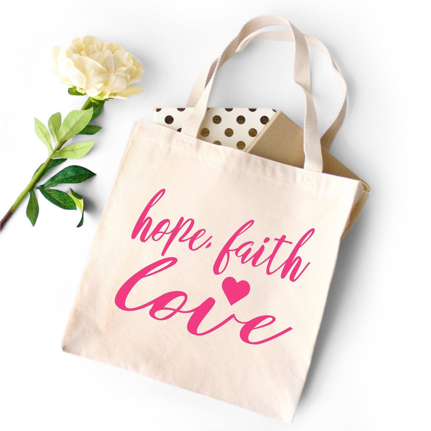 Hope Faith Love Small Heavyweight Canvas Tote Bag-Luxe Palette