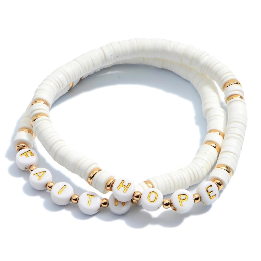 Hope and Faith Inspirational White Bracelet Set-Luxe Palette