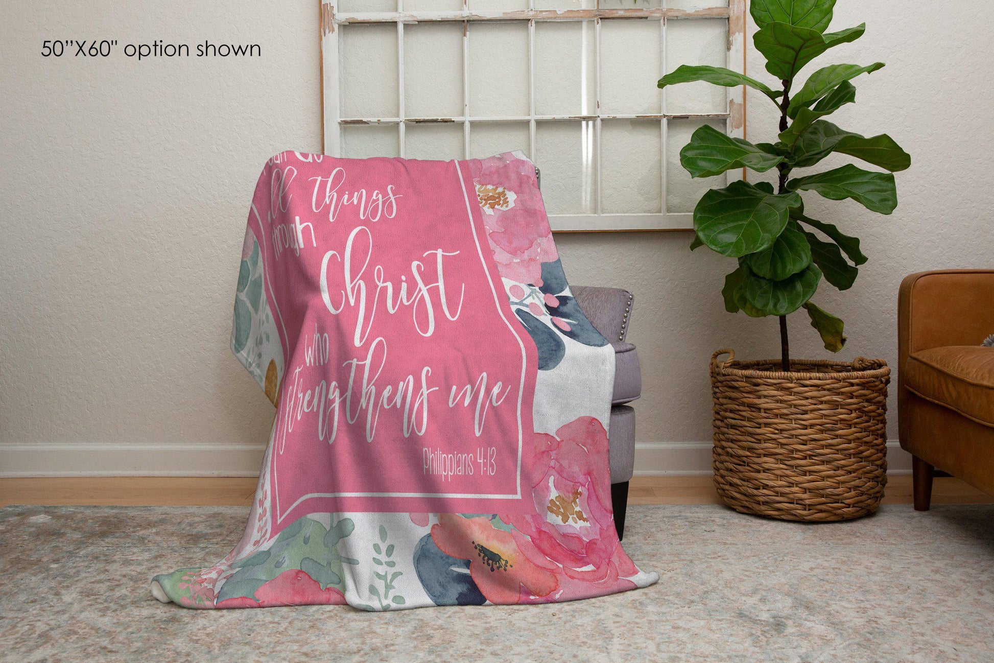 I Can Do All Things Through Christ Blanket, Philippians 4:13 Christian Encouragement Gift-Luxe Palette