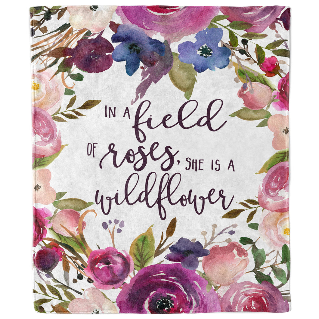 In a Field of Roses She Is a Wildflower Blanket, Cozy, Unique