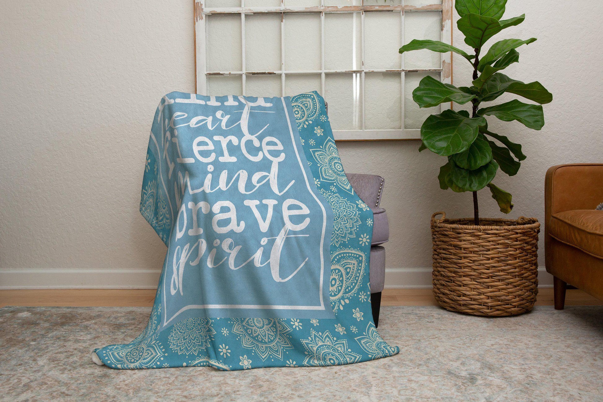 Kind Heart Fierce Mind Brave Spirit Quote Blanket-Luxe Palette