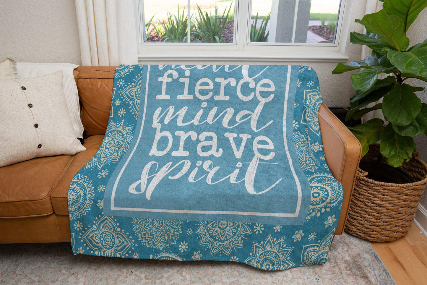 Kind Heart Fierce Mind Brave Spirit Quote Blanket-Luxe Palette