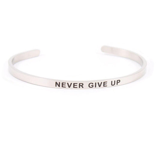 Never Give Up Inspirational Bangle Bracelet-Luxe Palette