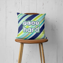 Play Hard Diagonal Striped Playroom Pillow-Luxe Palette