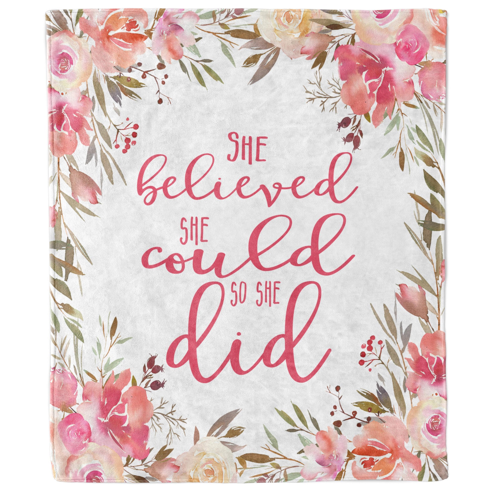 She Believed She Could So She Did Blanket, Inspirational Baby Girl & Encouragement Gift-Luxe Palette
