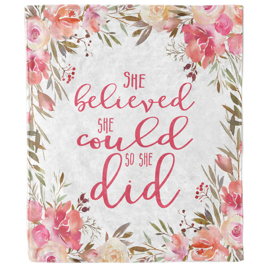 She Believed She Could So She Did Blanket, Inspirational Baby Girl & Encouragement Gift-Luxe Palette