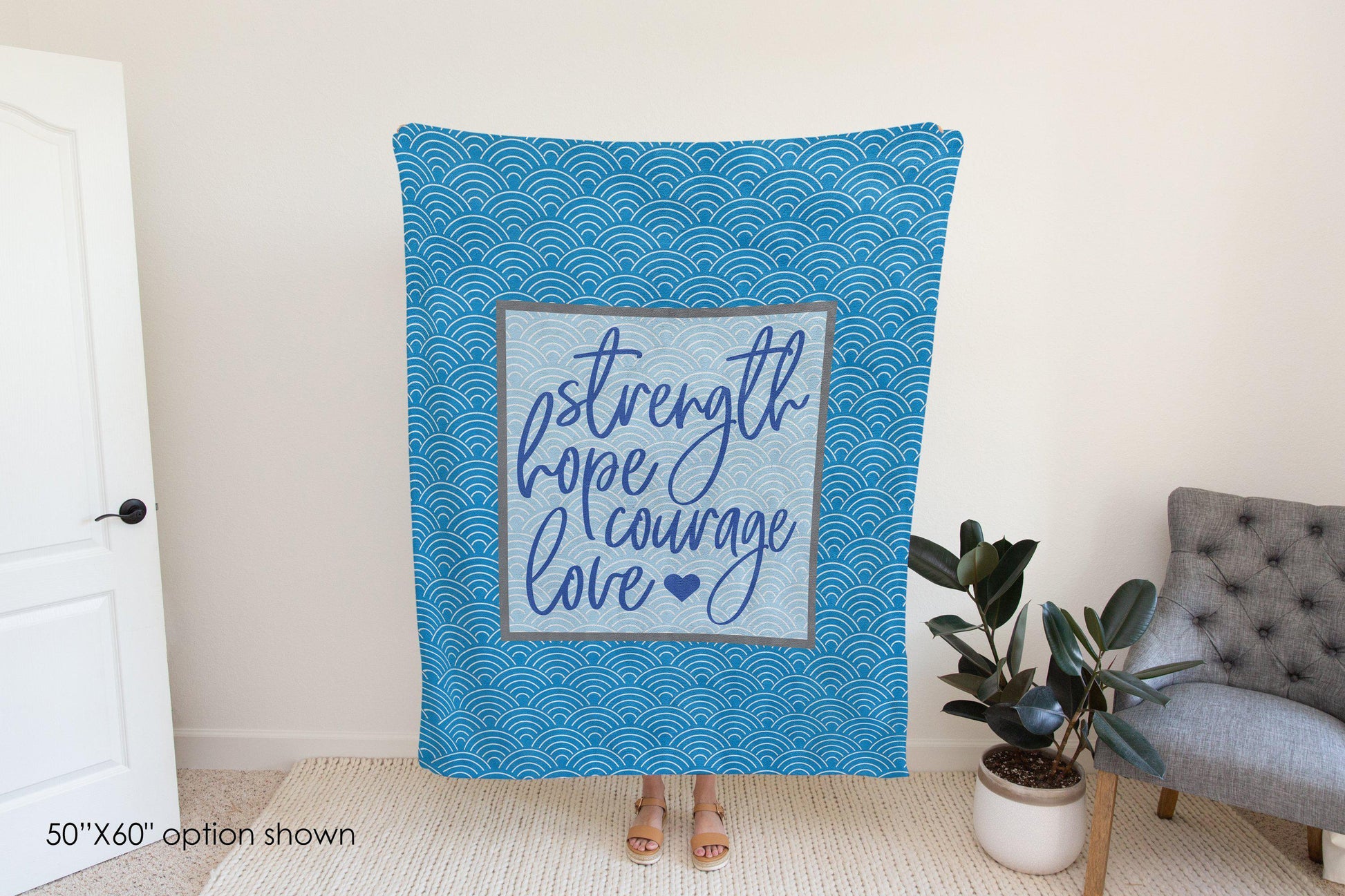 Strength Hope Courage Love Inspirational Blanket-Luxe Palette