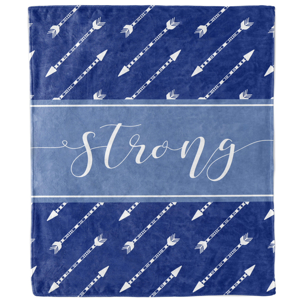 Strong Blue with White Arrows Blanket-Luxe Palette