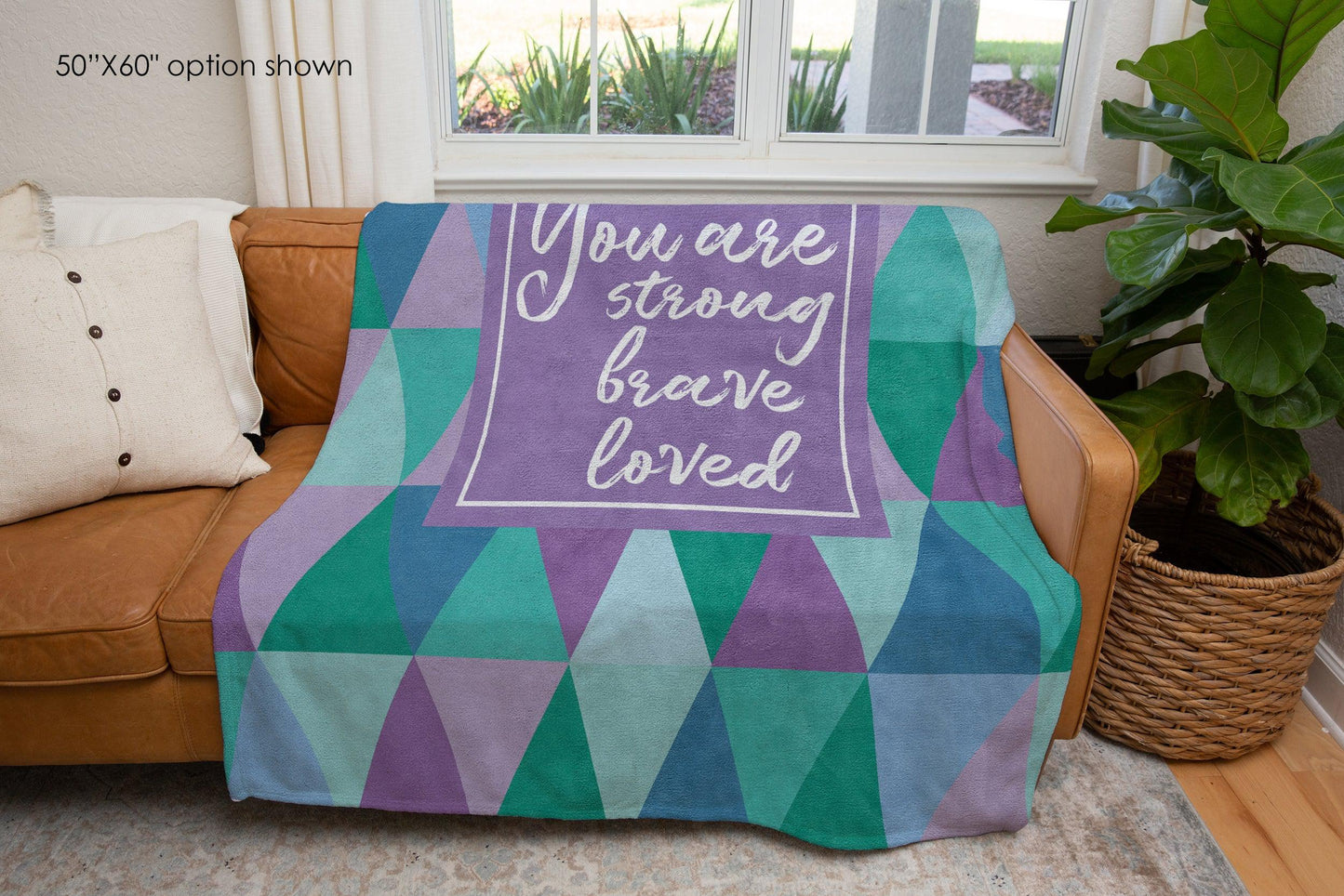 Strong, Brave, Loved Purple and Teal Blanket-Luxe Palette