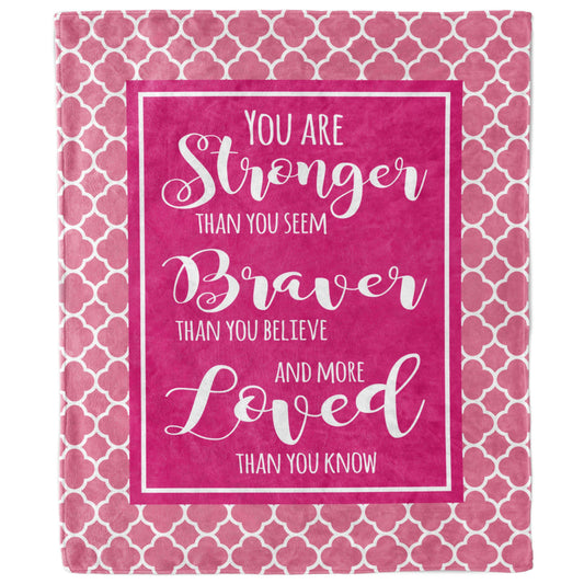 Stronger Braver More Loved Pink Quatrefoil Blanket-Luxe Palette