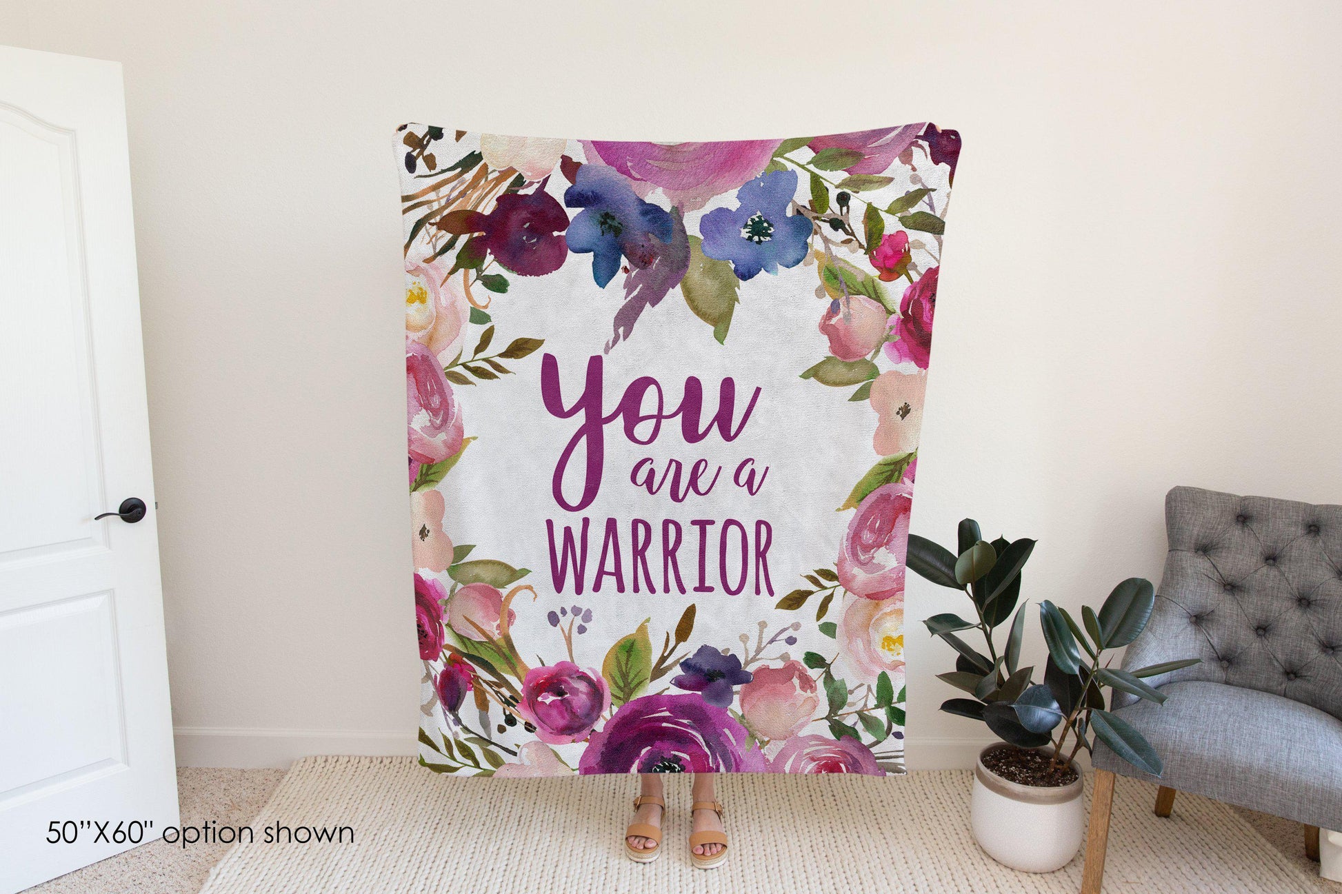 You Are a Warrior Purple Flower Blanket-Luxe Palette