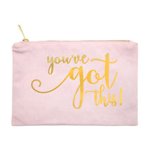 You've Got This Gold or Silver Foil Canvas Pouch in Black, Pink, or White-Luxe Palette